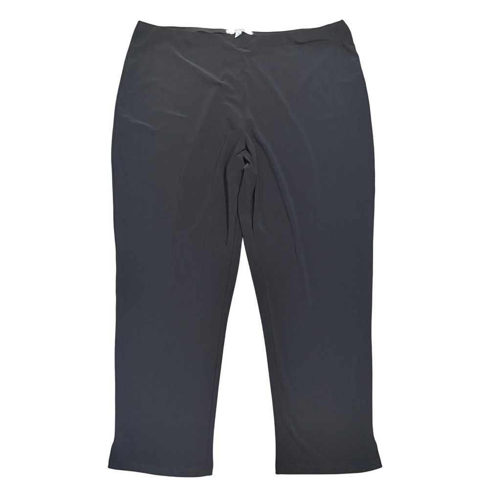 Sympli The Best Black Jersey Knit Pull On Pants Women 16 Made in Canada Slit Hem